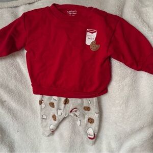 0-3 months Carter's Red Baby Sweater and Printed Pants Set